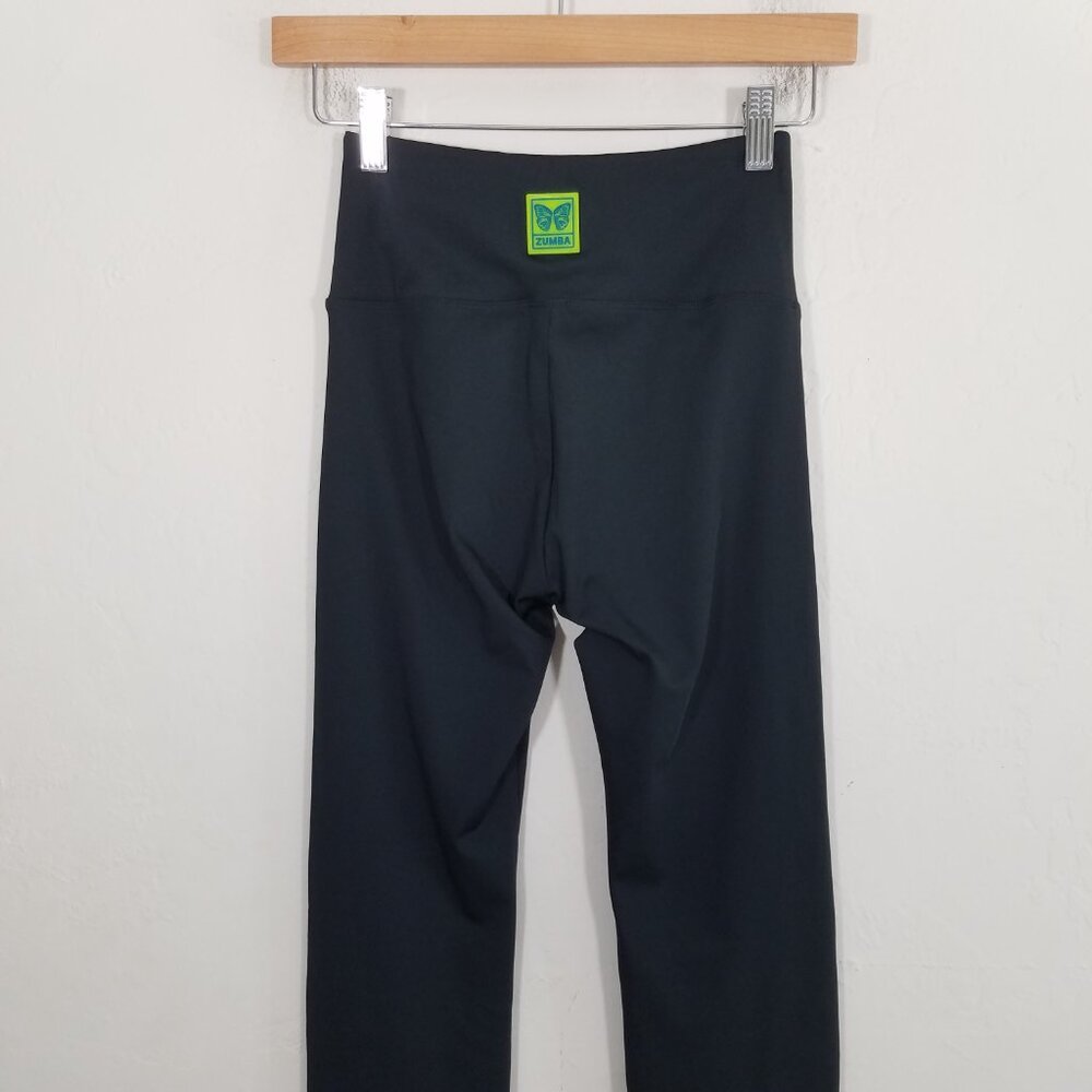 Zumba Fitness High Rise Slit Legs Logo Multicolor Legging Pants Black Size S - Picture 4 of 10